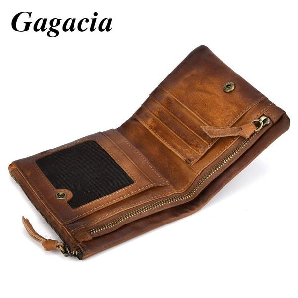 

wallets gagacia man vintage genuine leather wallet male in coin purse luxury purses double zipper walet for men card holder, Red;black