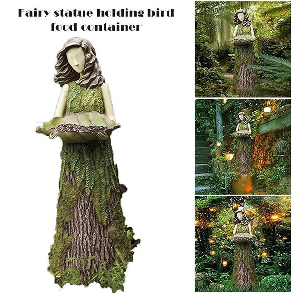 

sherwood fern fairy statuary with bird feeder resin ornament outdoor garden statue super cute c66 decorations