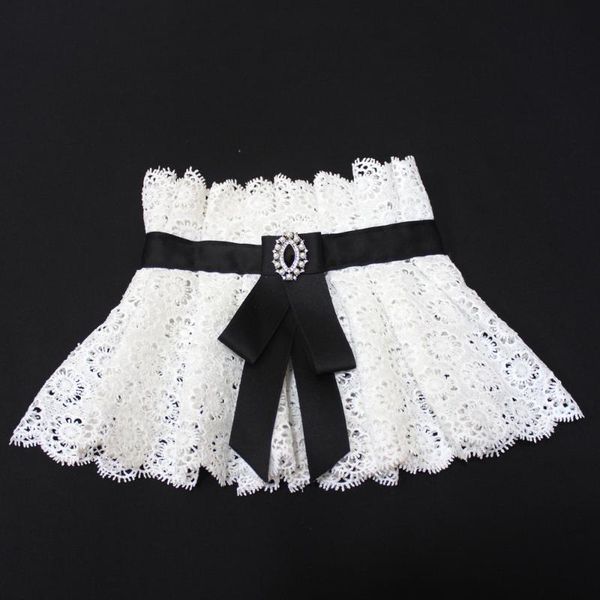 

bow ties 2021 doll fake collar for women vintage lace floral false collars half shirt necklace shawl wrap blouse detachable, Black;gray
