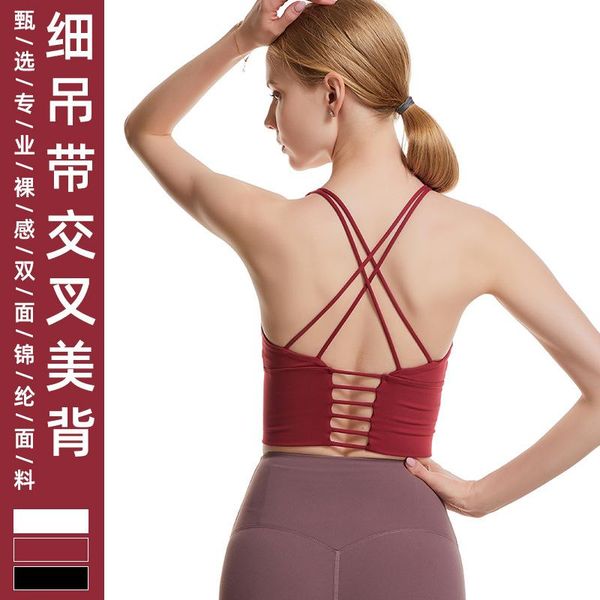 

yoga outfits spring and summer europe america quick-dry-sports underwear women's -resistant fitness running tight vest top, White;red