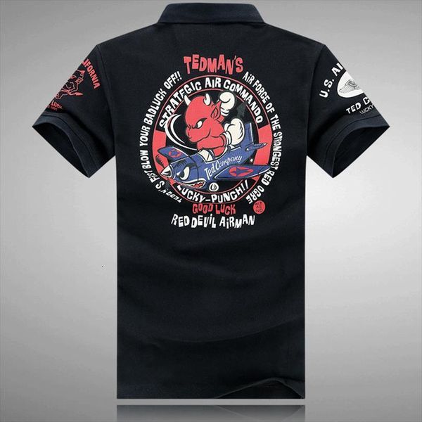 

japanese tattoo shirt casual red men polo devil airman print cotton short sleeve man cartoon design punk shirts, White;black