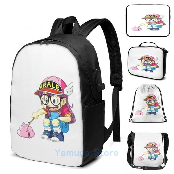 

backpack funny graphic print arale poking poop usb charge men school bags women bag travel laptop
