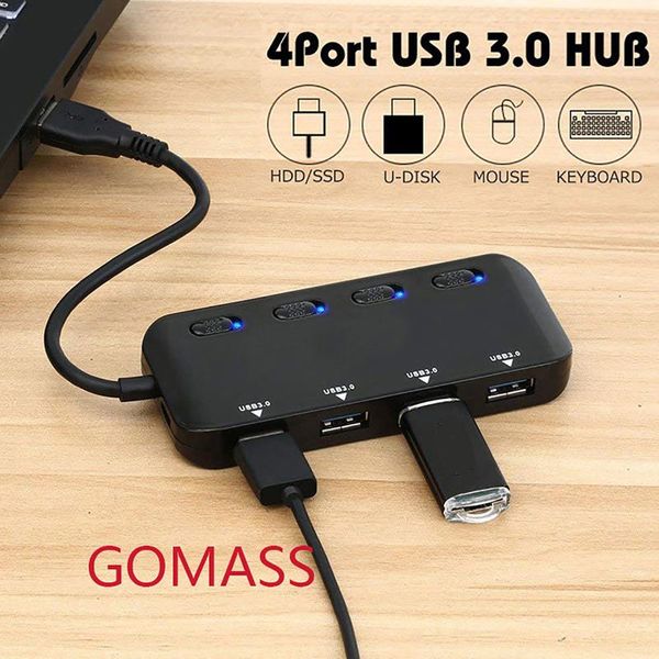 

hubs 1 pc divider 4 port hub aluminum alloy docking station independent switch 3.0 splitter multi computer adapter