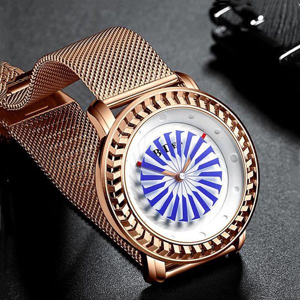 

wristwatches 2021 men watches quartz creative design swirl dial clocks waterproof stainless steel mesh strap watch for women, Slivery;brown