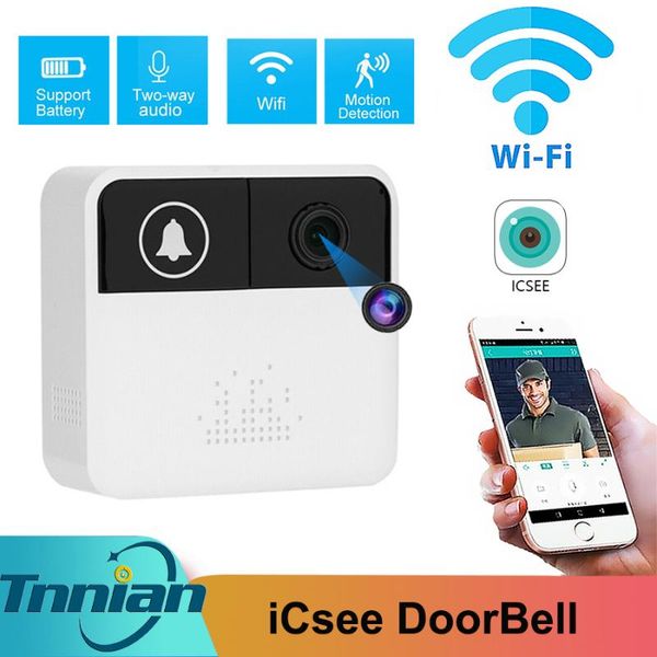 

doorbells 720p wifi wireless doorbell with camera two-way audio video intercom home security surveillance remote viewing door bell