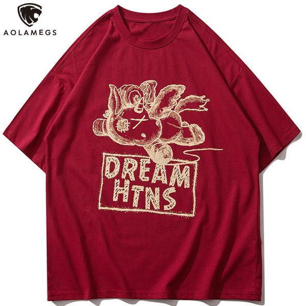 

men's polos aolamegs cartoon man unicorn inkjet printed letter couple harajuku t see high-neck streetwear street, White;black