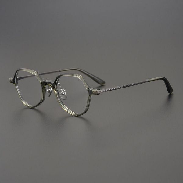 

fashion sunglasses frames brand designer acetate titanium glasses frame men women irregular polygon eyeglasses clear lens presc, Black