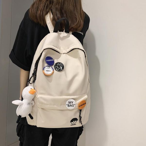 

backpack cute women schoolbag waterproof female nylon kawaii large capacity college lady girl travel black book bags