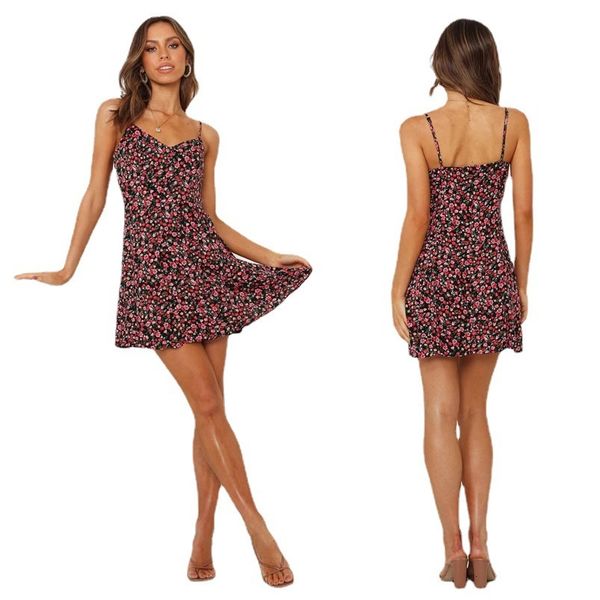 

spring and summer 2021 floral casual open back suspender s, Black;gray