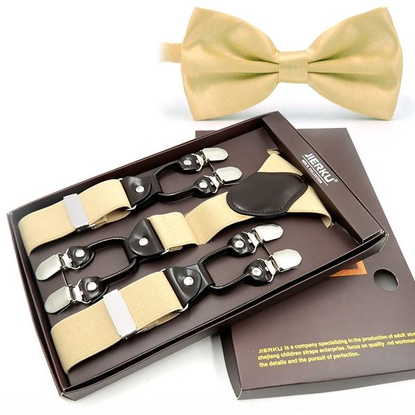 

qBLB adult six belt men's 6 suit adult six clip band bandbelt elastic suspenders men's strap 6 clip suit elastic strap, Black;white