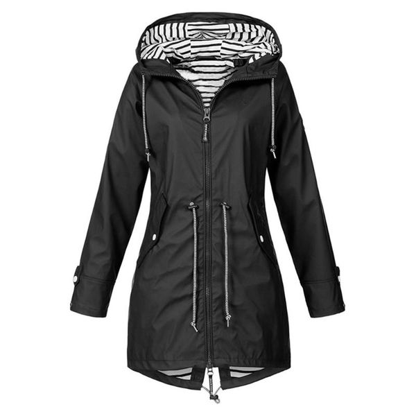 

women's trench coats sale 5xl hooded raincoat women waterproof rain jackets outdoor poncho rainwear solid color coat forest jacket d30, Tan;black