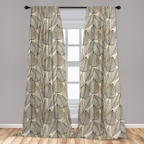 

curtain & drapes beige for kids room autumn geometric leaf ornamental foliage abstract line arrangement lightweight window