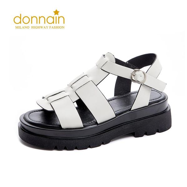 

sandals donnain summer women 2021 gladiator strap platform thick bottom shoes increasing height white outdoor beach, Black