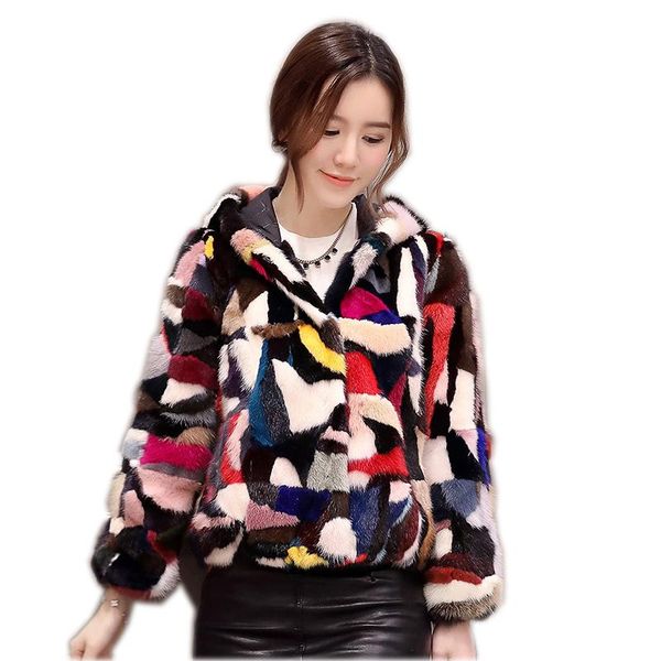 

coats of fur style winter warm mink coat for color natural brown with a hood, women's & faux, Black