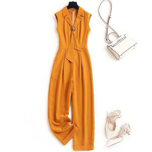 

women's jumpsuits & rompers summer elegant designers without sleeves solid lasso lady in office overalls women party full length pants, Black;white