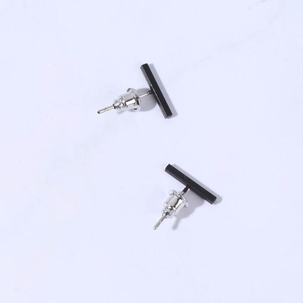 

stud simple fashion ear studs one word meticulous alloy decor (black), Golden;silver