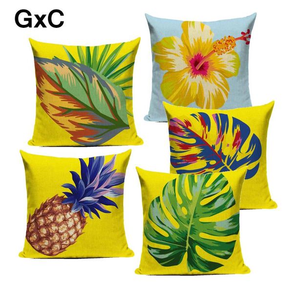 

yellow tropical leaves flowers nordic style cushion set sofa hug pillowcase cover living room decoration cushion/decorative pillow