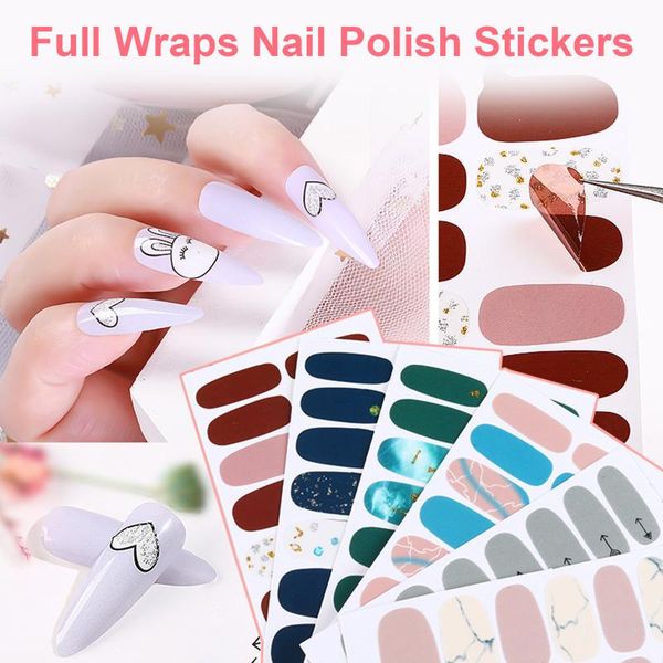 

sheets full wraps nail polish stickers diy self-adhesive cover art decals strips manicure kit for women girls kits