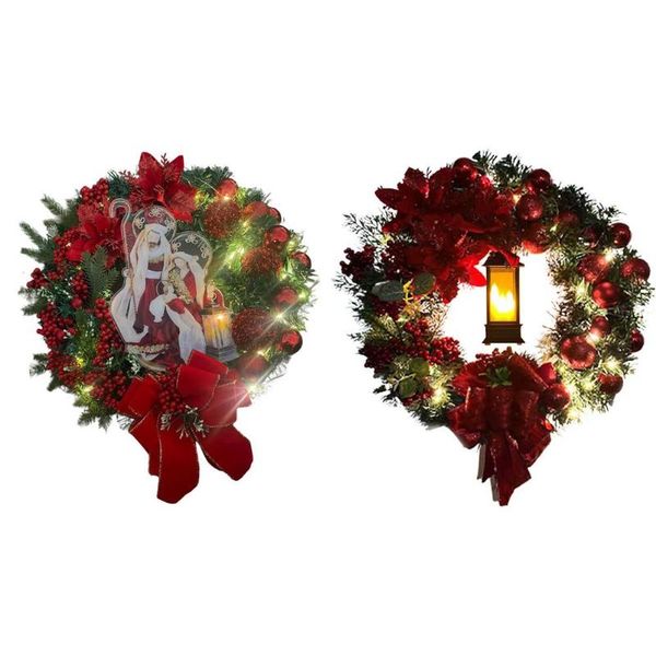 

decorative flowers & wreaths 2022 sacred christmas wreath with lights front door wall decorations artificial hanging ornaments merry tree