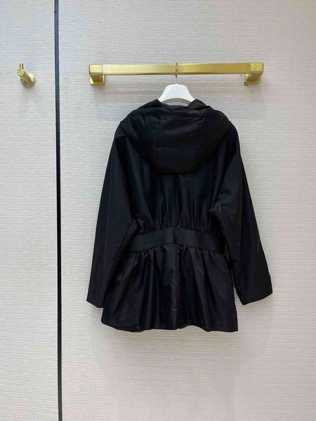 

women's leather & faux milan runway 2021 spring long hooded panelled designer same style coats 0316-1 icwc, Black