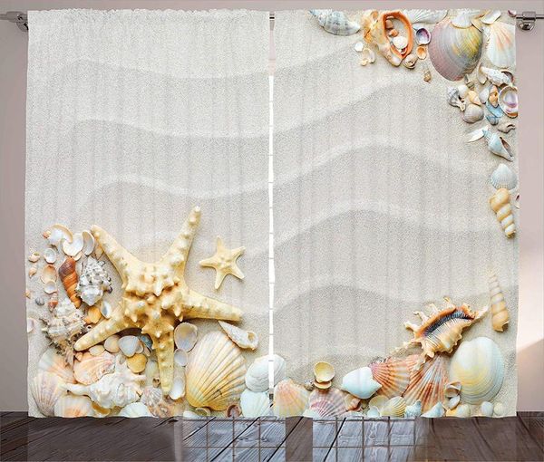 

curtain & drapes starfish decor curtains seacoast with sand colorful various seashells tropics aquatic wildlife theme living room window