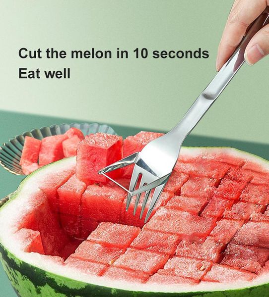 

forks 304 stainless steel spoon fork cake dessert fruit dig cut watermelon into small pieces to eat