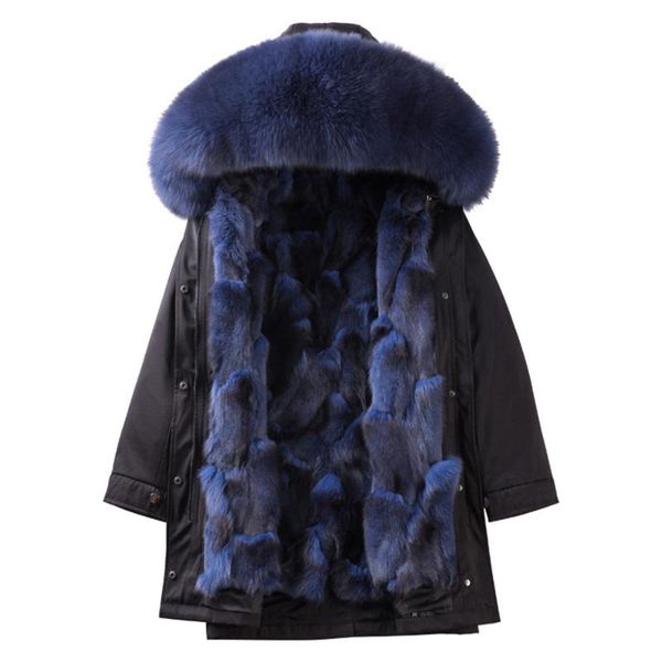 

women's fur & faux winter long coats liner female overcoat big collar hooded plus size lady parkas clothes, Black