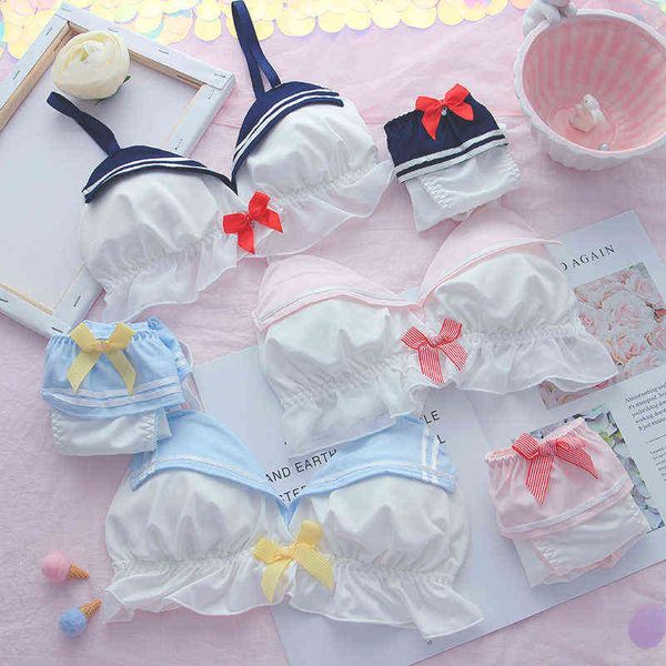 Nxy Sexy Set Японская Лолита Морское белье Navy с трусиками сладкий милый моряк нижнее белье COS Sexy Bow Bras Set Kawaii женщин студент Bralette 1127