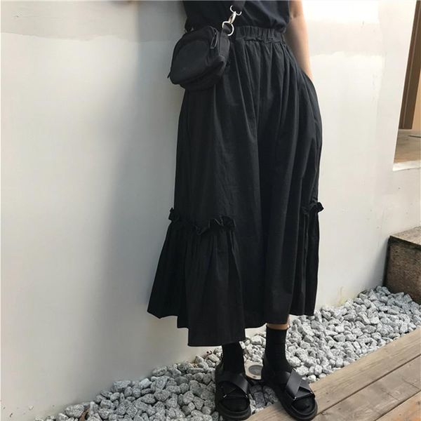 

skirts womens skirt vintage clothes long black harajuku summer high waist streetwear fashion flowy spring elastic chiffon