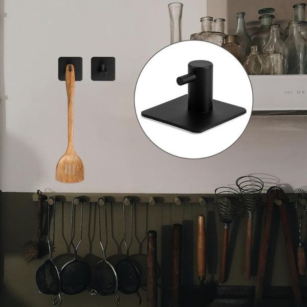 

hooks & rails 4pcs kitchen hanging traceless ironwork hat hangers (black)