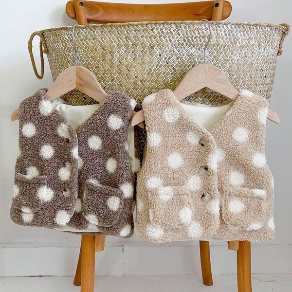

jackets korean style jacket coat infant baby girls boys thickened vest children dot toddler plush warm, Blue;gray