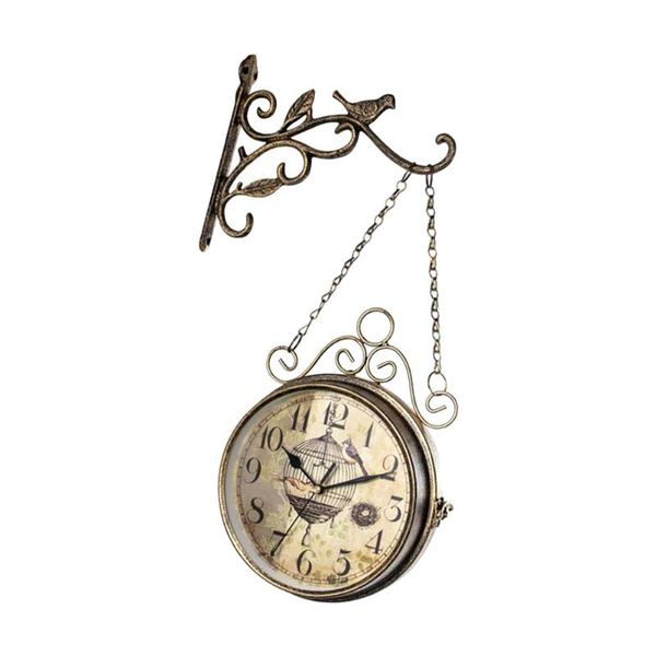 

wall clocks vintage clock creative hanging double-side iron arts