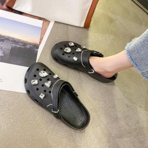 

slippers 2021 beach woman platform sandals women summer fashion women's metal decoration flip flop, Black
