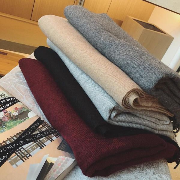 

scarves 2021 european classic blockbuster pure-color cashmere-like fringe scarf,dual-purpose shawl for keeping warm in autumn and winter, Blue;gray