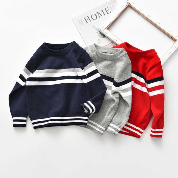 

autumn winter knitwear clothes long sleeve loose striped sweater 2-6t toddler kid baby boy sweater knitted warm pullover y1024, Blue