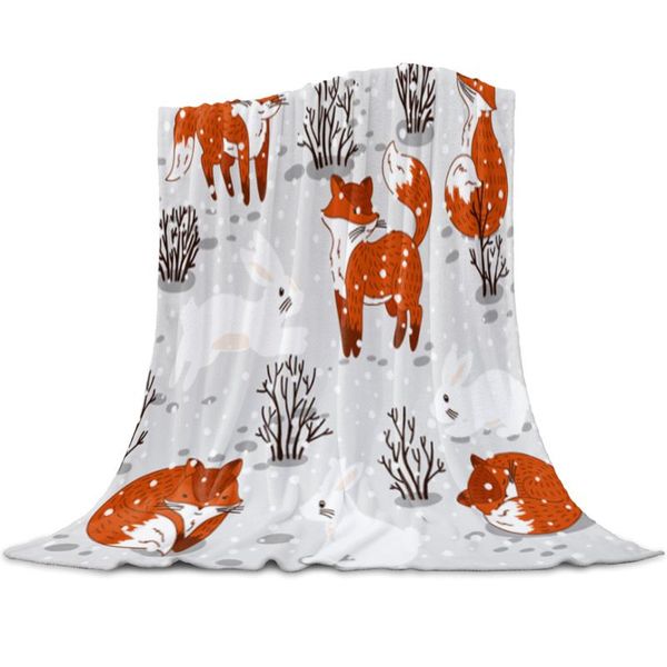 

blankets cute foxes and throw blanket for sofa christmas decor bedspread portable microfiber flannel picnic