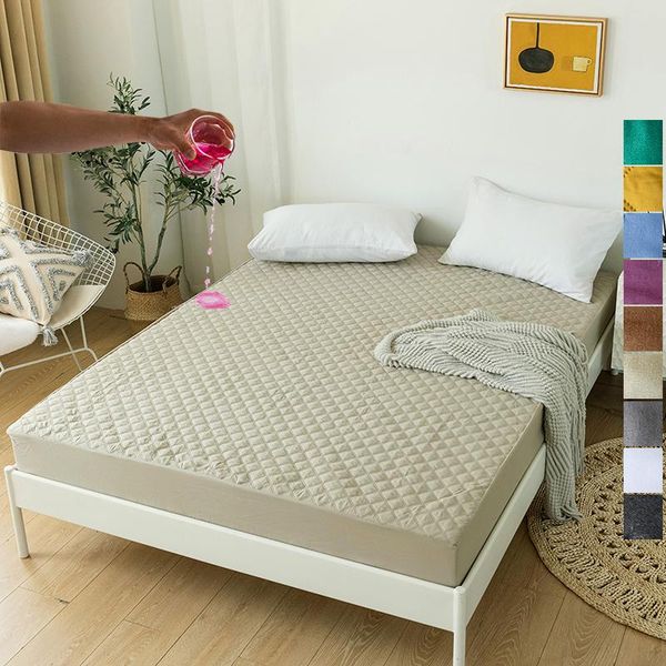 

sheets & sets solid color quilted adjustable waterproof fitted 200x200,bed sheet with elastic bands,for home bed mattress protector