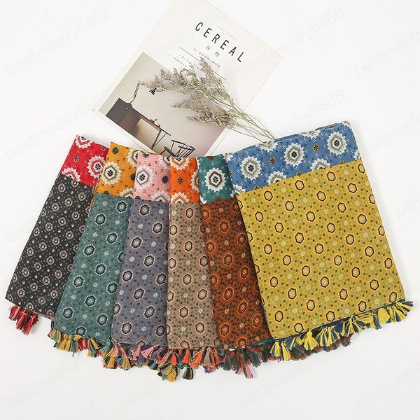 

fashion women bohemina floral patchwork tassel scarf lady print shawls and wraps female foulards echarpe 180*90cm, Blue;gray
