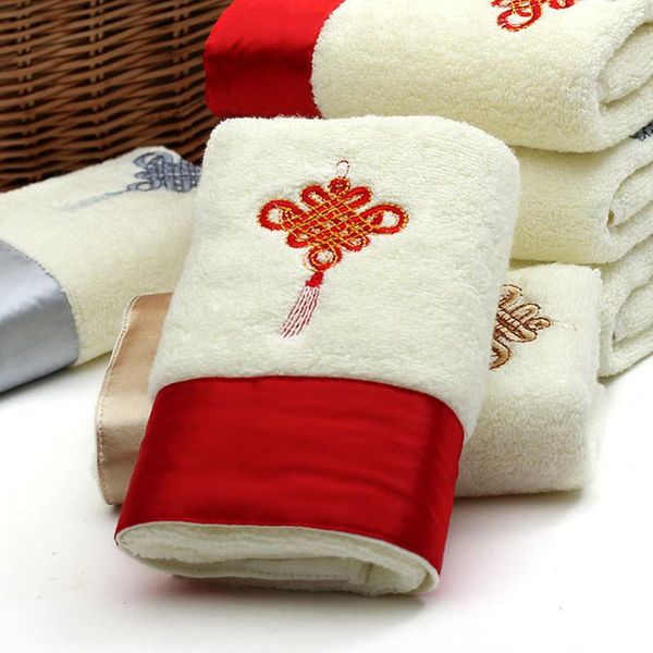 

towel chinese knot embroidered cotton bath face strong absorption hand