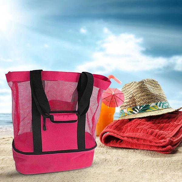 

storage bags 2 in 1 cooler picnic bag beach oversized lightweight mesh tote summer travel for outdoor myding