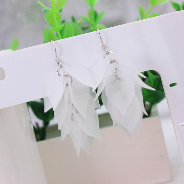 

dangle & chandelier 2021 summer style fashion brand acrylic leaves long drop earrings candy color gift, Silver