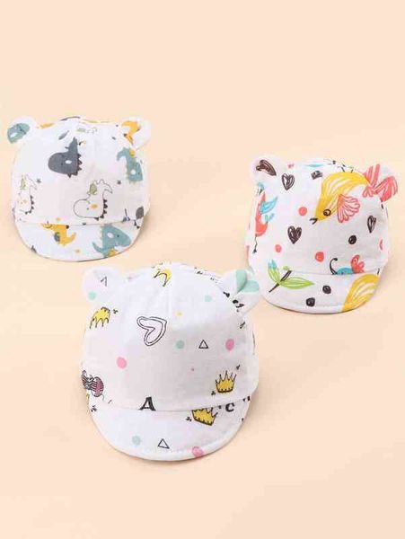 

2pcs baby random color cartoon print hat she, Yellow