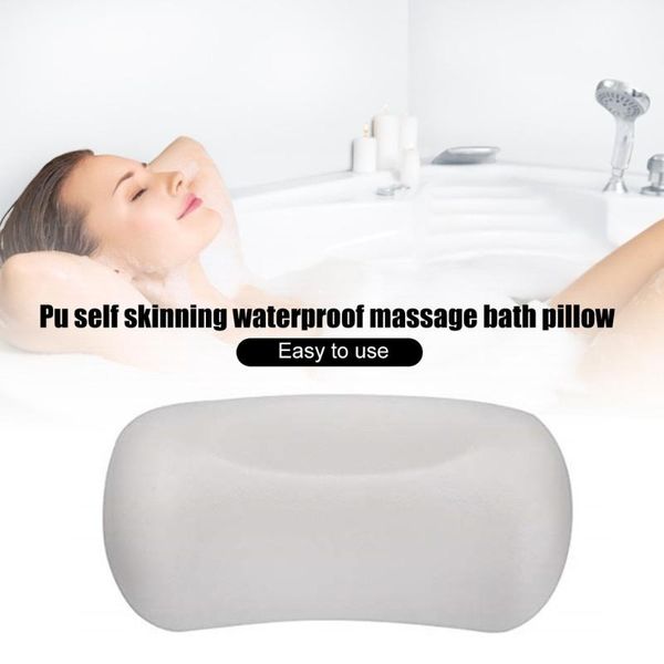 

pillow pu self-skinning waterproof massage spa bath pillows soft bathtub with 2 sucker powerful non-slip breathable
