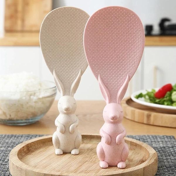 

spoons wheat straw spoon can stand up rice shovel cooker creative non-stick cartoon