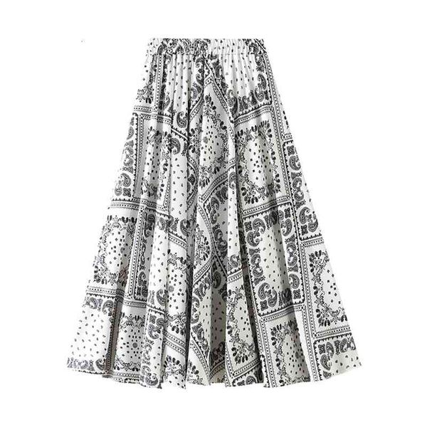 

skirts vintage high waist plaid print chiffon maxi skirt women fashion a-line white black mesh lining long woman ladies clothes bu