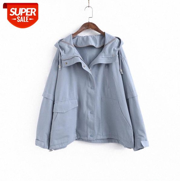 

li zhiqi hooded drawstring jacket women's spring hong kong style retro loose small 110278 #du6y, Black
