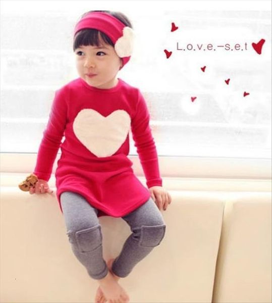 

love sign baby kids girls clothing sets headband coats pants children outerwear clothes casual suits, White