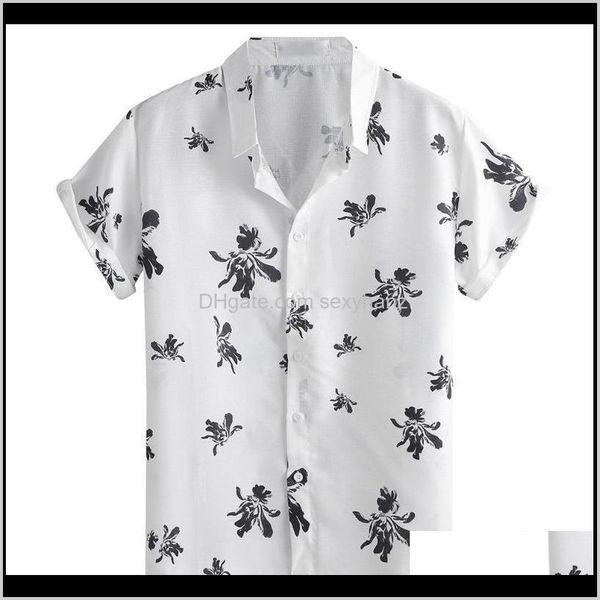 

mens clothing apparel drop delivery 2021 summer short sleeve printing blouse casual slim fit hawaiian shirts shirt men jvxzk, White;black