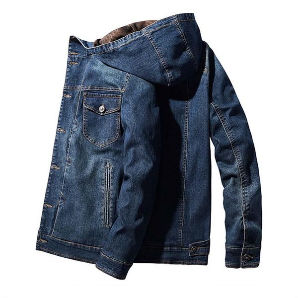 

men's jackets men cargo casual denim coats with hat solid color hooded jeans for male outwear spring autumn, Black;brown