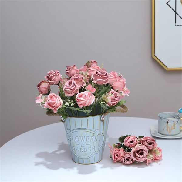 

decorative flowers & wreaths artificial rose bouquet simulation floral decoration wedding hand bouquets home party office fake flower access